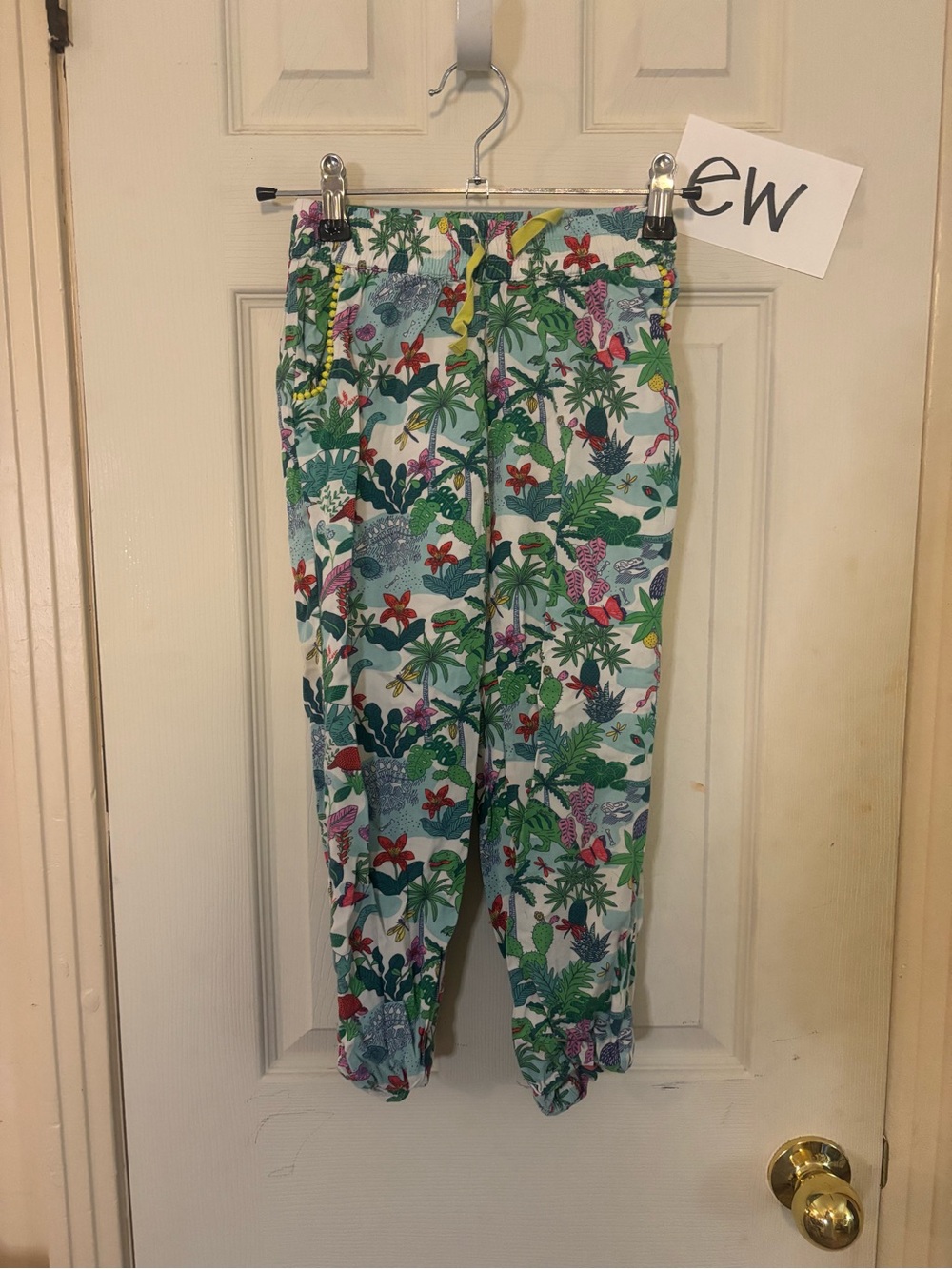 Boden White Multi Tropical-Print Kids Leggings